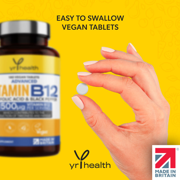 Advanced Vitamin B12 with Folic Acid & Black Pepper - 180 Tablets