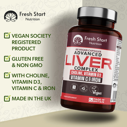Fresh Start Vegan Liver Support Supplement - Liver Tablets with Vitamin C, Acai, Ginger Root, Turmeric- 30 Day Liver Detox Capsules, Cleanse & Support Men & Women