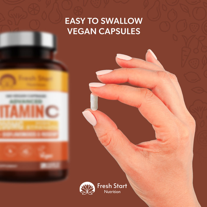 Fresh Start Advanced Vitamin C 1200mg with Bioflavonoids & Rosehip - 180 Vegan Capsules