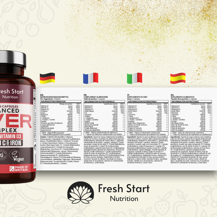 Fresh Start Vegan Liver Support Supplement - Liver Tablets with Vitamin C, Acai, Ginger Root, Turmeric- 30 Day Liver Detox Capsules, Cleanse & Support Men & Women