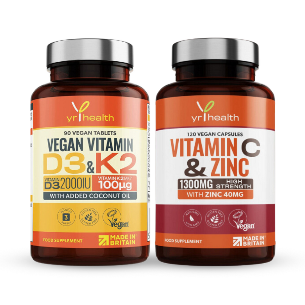 Double Up Bundle: Vitamin D3 & K2 + Vitamin C & Zinc — YrHealth Ltd