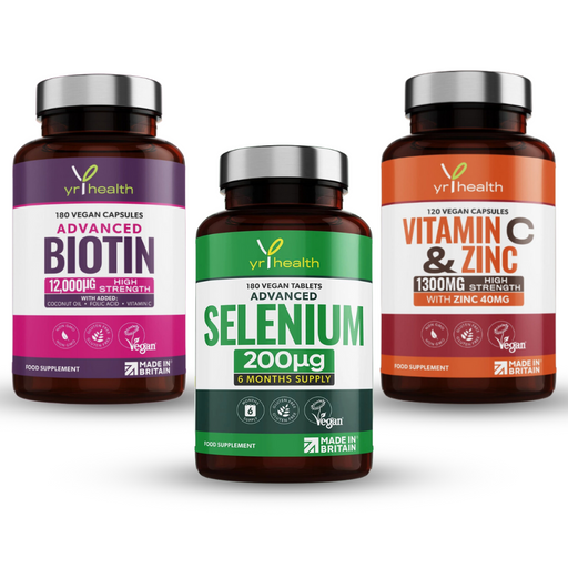 Hair, Skin & Nails Bundle: Biotin + Selenium + Vitamin C & Zinc