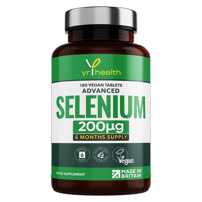 Selenium 200mcg Tablets - 180 Vegan Society Registered Pills, for Thyroid and Immune Health, Hair, Skin and Nails - 6 Month Supply Tablets Not Capsules