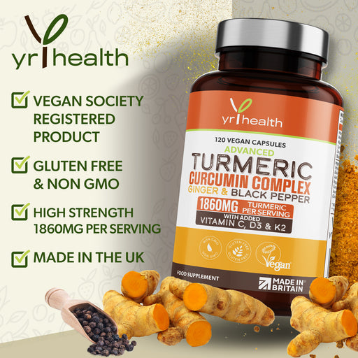 Turmeric Curcumin Complex Ginger & Black Pepper - 120 Vegan Tablets