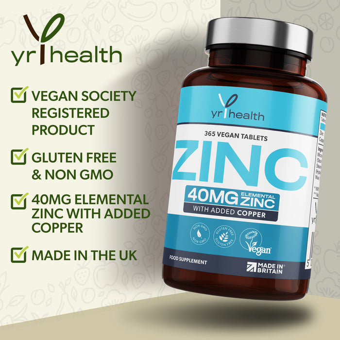 Vegan Zinc with added Copper Tablets - 1 Year Supply