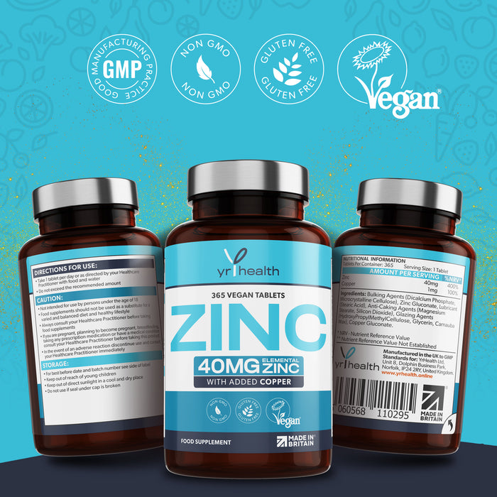 Vegan Zinc with added Copper Tablets - 1 Year Supply