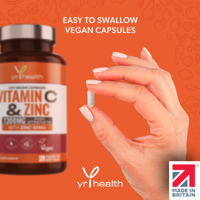 Vitamin C 1300mg & Zinc 40mg - 120 Vegan Capsules