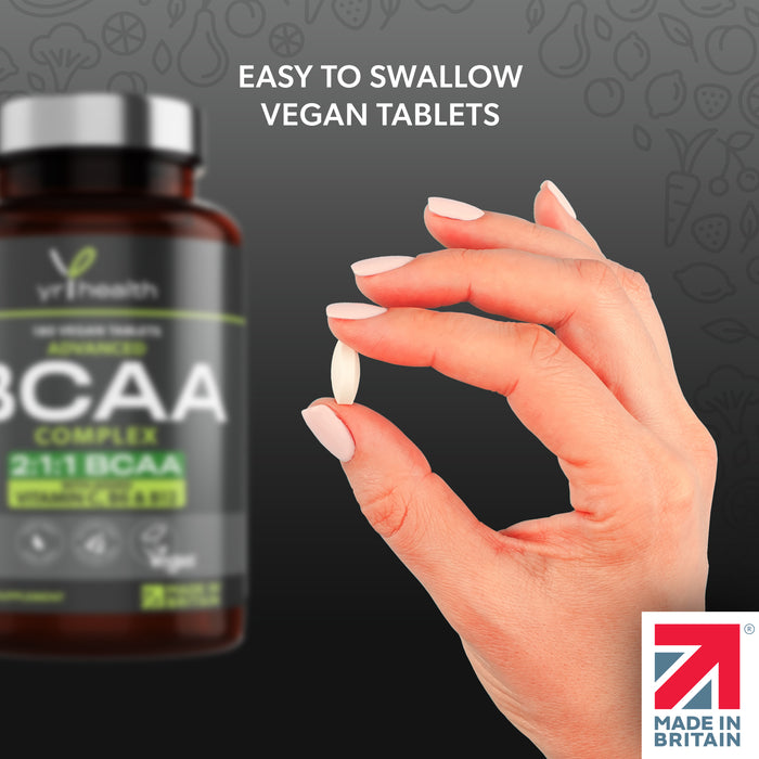 2:1:1 BCAAs Branched Chain Amino Acids + Vitamin C, B6 and B12 - 180 Vegan Capsules