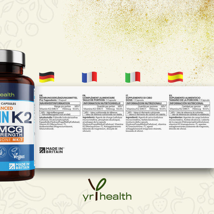 Vitamin K2 MK-7 Maximum Strength 700mcg - 90 Vegan Capsules