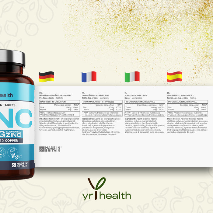 Vegan Zinc with added Copper Tablets - 1 Year Supply