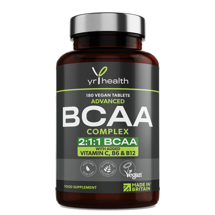 2:1:1 BCAAs Branched Chain Amino Acids + Vitamin C, B6 and B12 - 180 Vegan Capsules