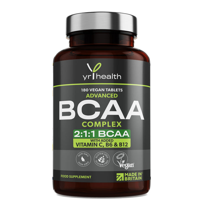 2:1:1 BCAAs Branch Chain Amino Acids + Vitamin C, B6 and B12 - 180 Vegan Capsules